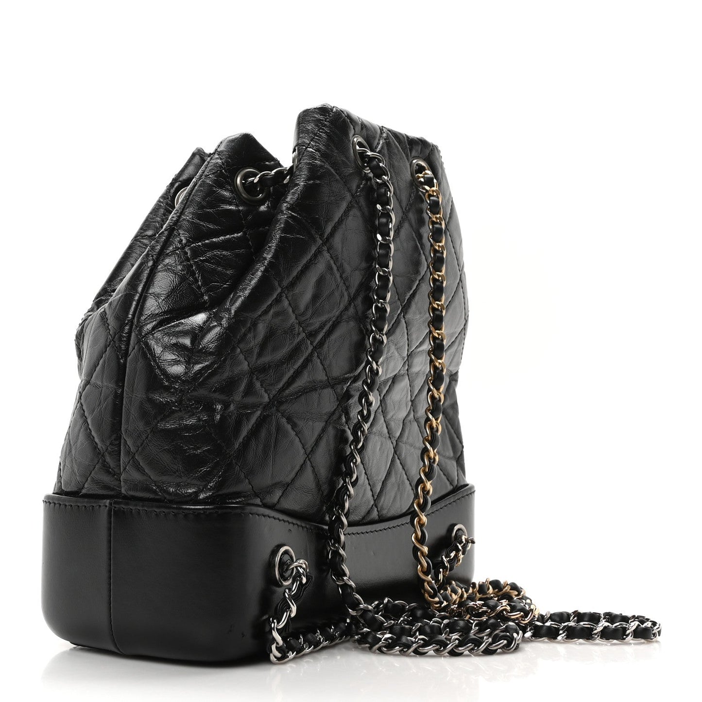 Aged Calfskin Quilted Small Gabrielle Backpack Black