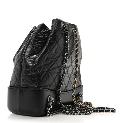 Aged Calfskin Quilted Small Gabrielle Backpack Black