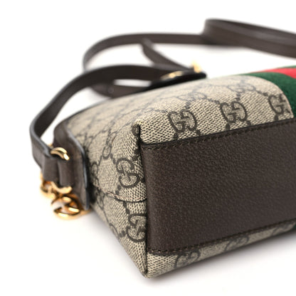 GG Supreme Monogram Textured Dollar Calfskin Web Small Ophidia Dome Shoulder Bag Beige Ebony New Acero