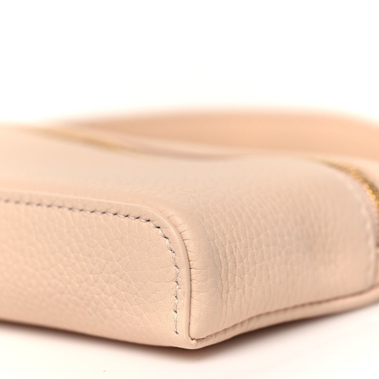 Grained Calfskin Extra Pocket Mini Pouch Creamed Honey