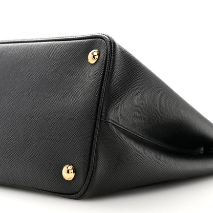Saffiano Cuir Medium Double Bag Black Fuoco