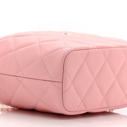 Caviar Quilted Hobo Clutch With Chain Pink