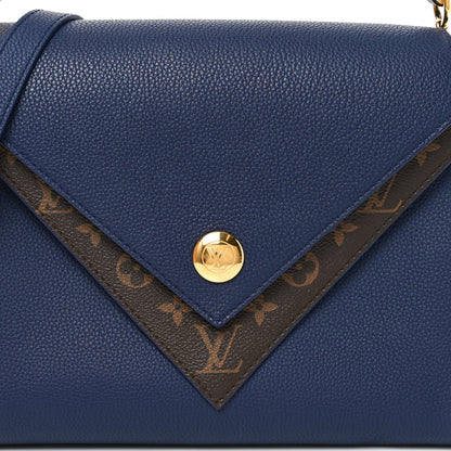 Grained Calfskin Monogram Double V Blue Marine