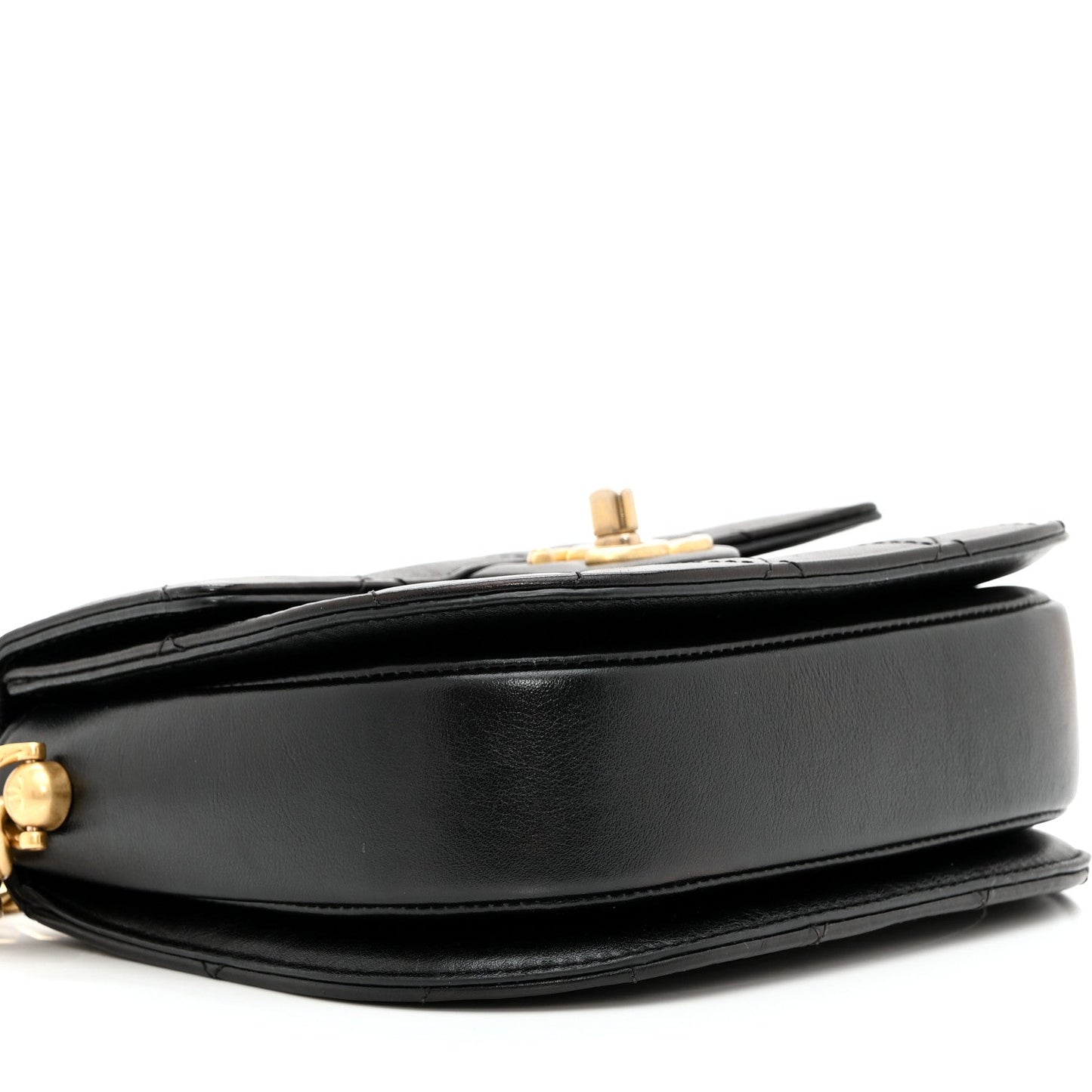 Calfskin Quilted Moon Messenger Black