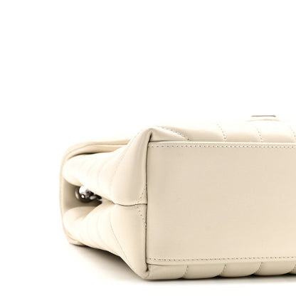 Calfskin Y Quilted Monogram Small Loulou Chain Satchel Ivory