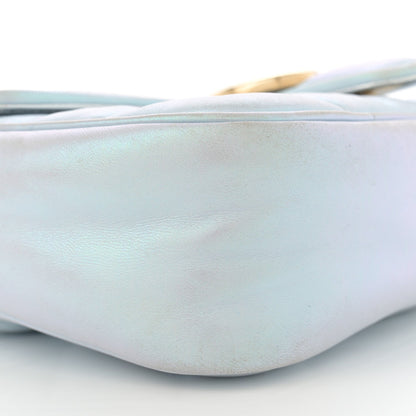 Iridescent Nappa Chevron Matelasse Small GG Marmont Shoulder Bag Iridescent Snow Light Blue