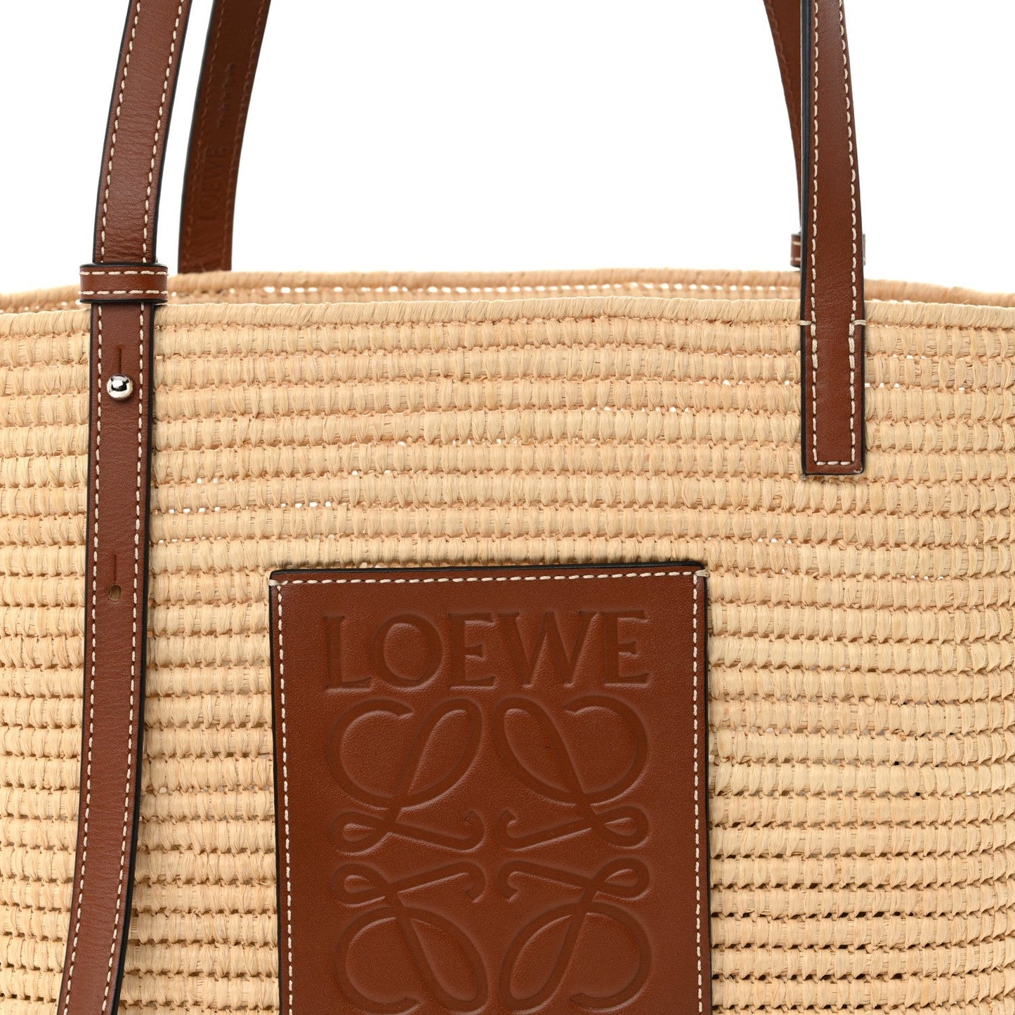 Raffia Small Square Basket Tote Bag Natural Tan