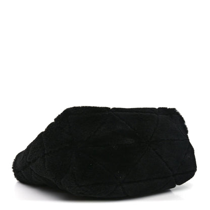 Shearling Nappa Triangle Quilted Patchwork System Tote Black