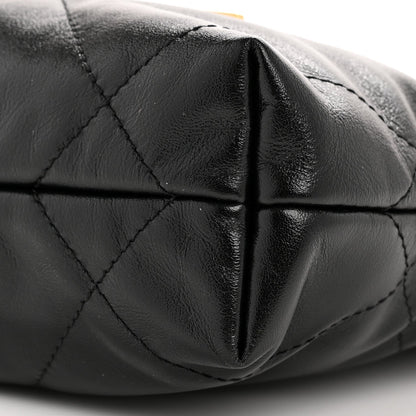 Shiny Calfskin Quilted Mini Chanel 22 Black