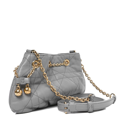 Lambskin Supple Macrocannage Small Ammi Bag Grey