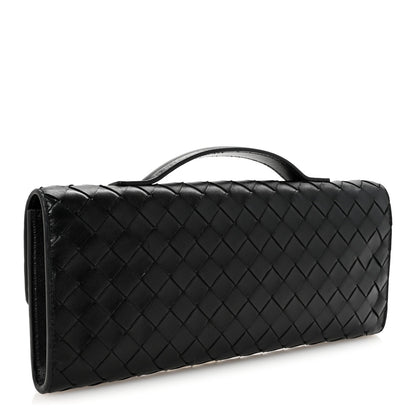 Nappa Intrecciato Long Andiamo Top Handle Clutch Black