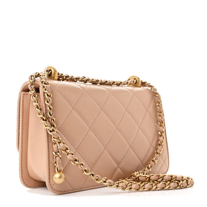 Calfskin Quilted Mini Perfect Fit Flap Beige