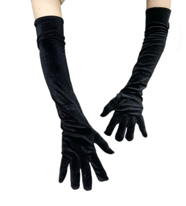 20s black bridal gloves wedding gloves long velvet women's gloves opera evening gloves     S6228