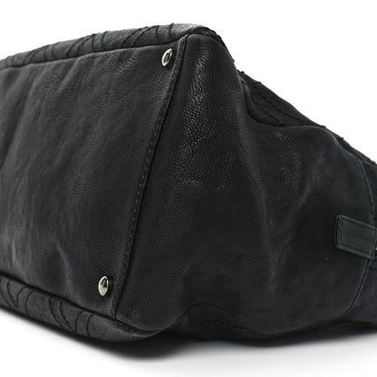 Calfskin Large Diamond Stitch Tote Black