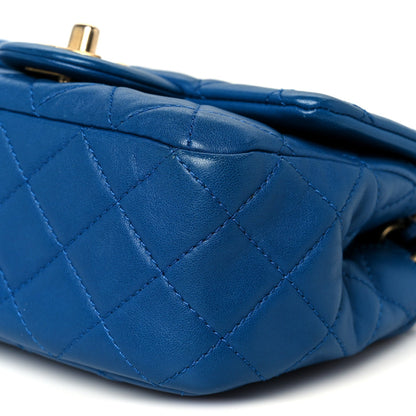 Lambskin Quilted Mini Pearl Crush Flap Blue