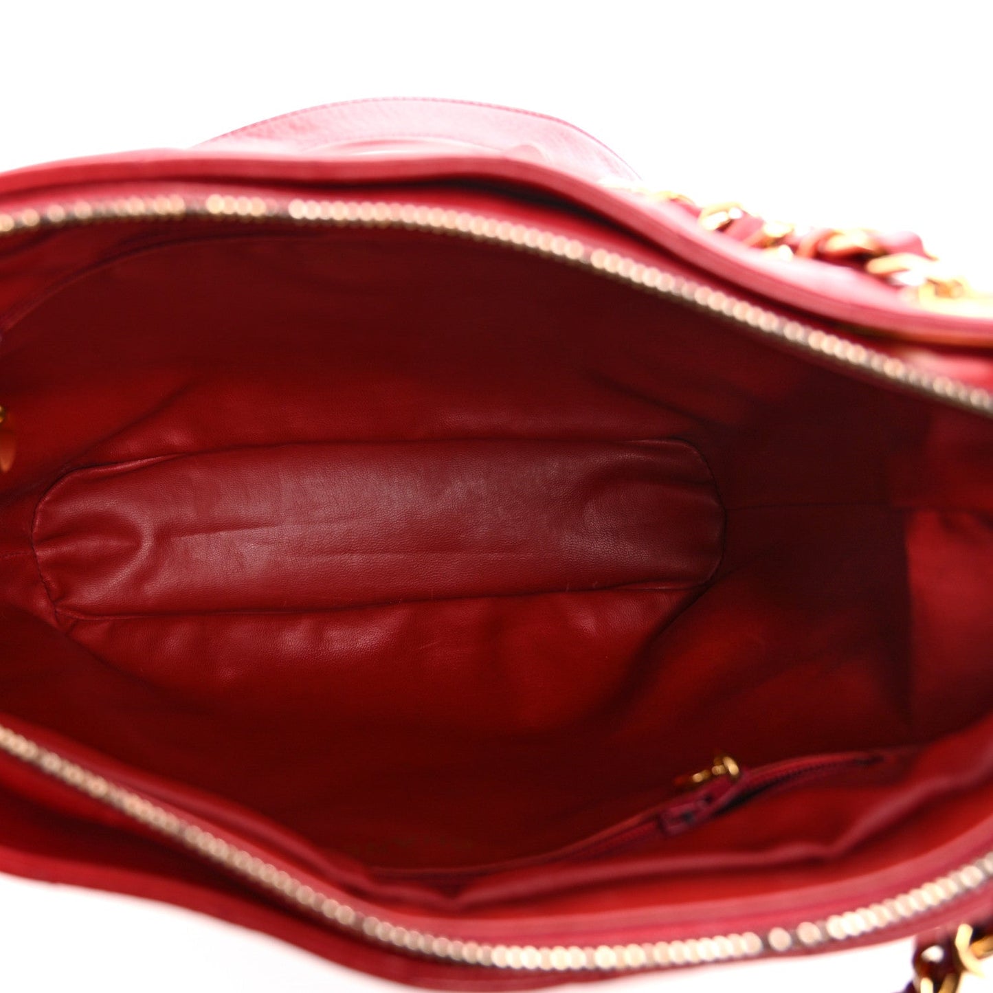 Lambskin Chevron Quilted Shoulder Bag Red
