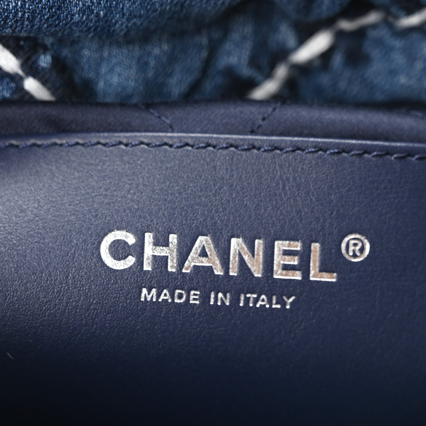 Denim Stitched Quilted Mini Chanel 22 Blue