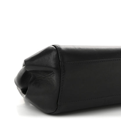 Lambskin Vertical Quilt Small Accordion Flap Black