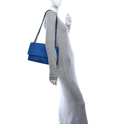 Lambskin Large CC Crossing Flap Blue