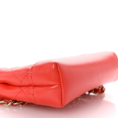 Shiny Lambskin Quilted Micro 31 Clutch With Chain Red