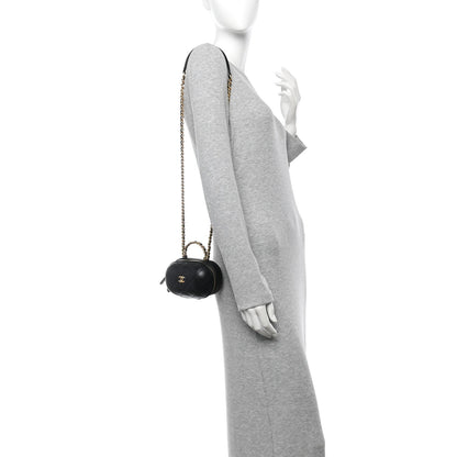 Lambskin Quilted CC Bubble Vanity Case With Chain Black