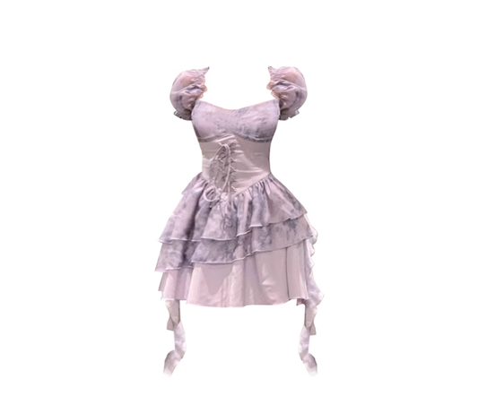 2025 summer new style sweet ink splicing gradient waist strap purple puff sleeve princess dress R0021