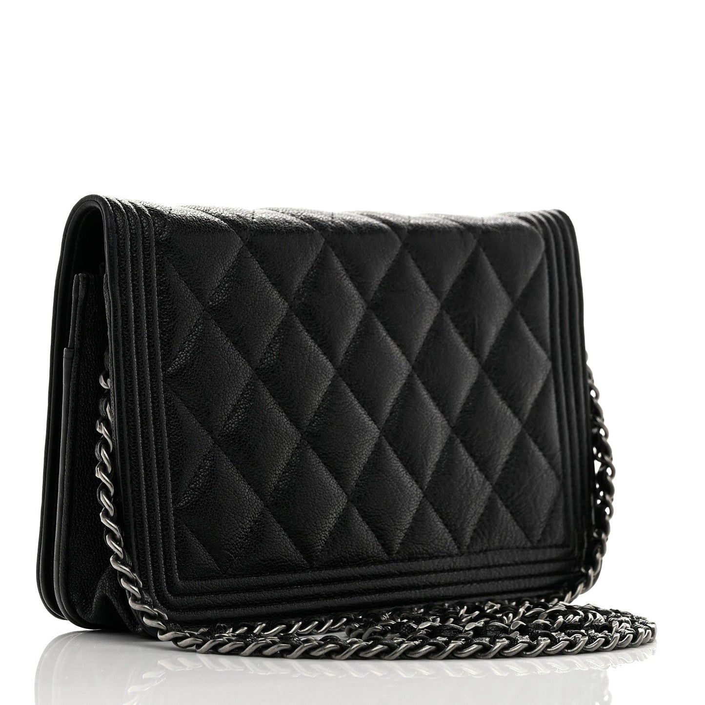 Caviar Quilted Boy Wallet On Chain WOC Black