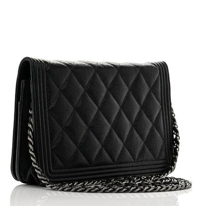 Caviar Quilted Boy Wallet On Chain WOC Black