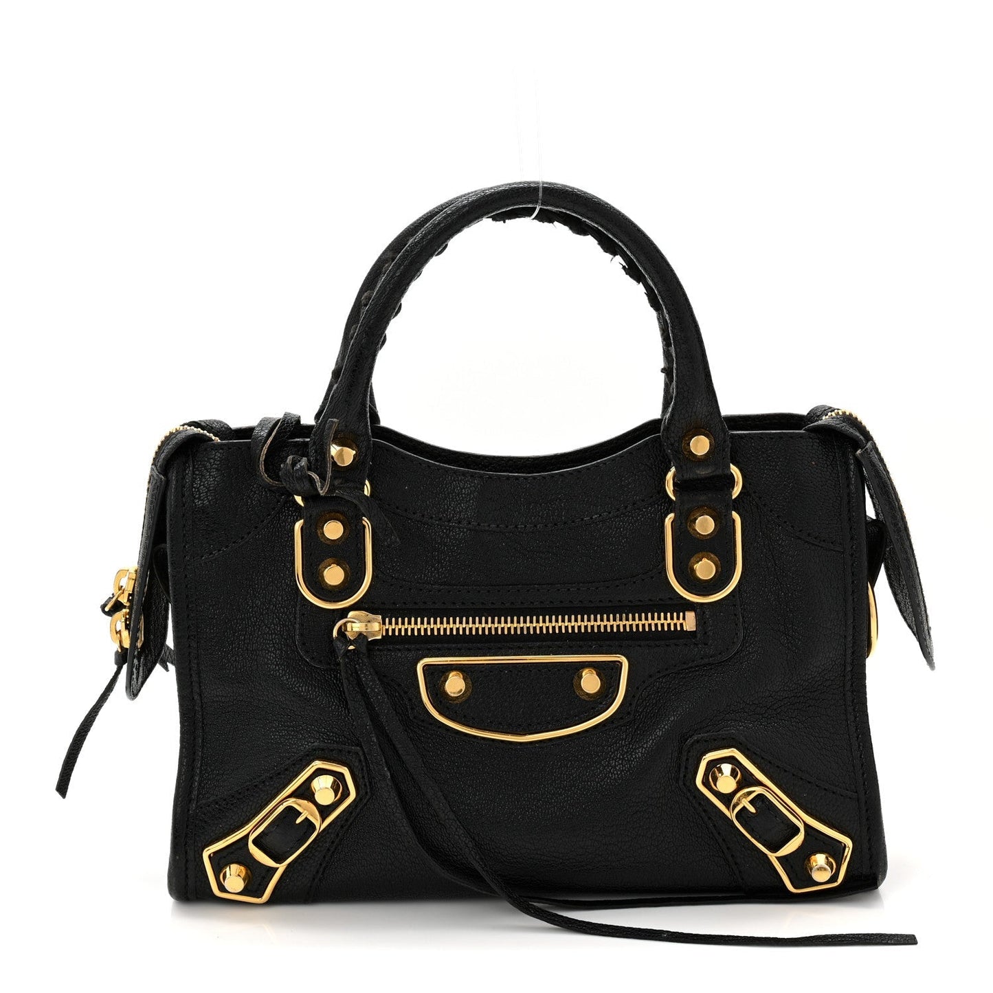Chevre Gold Metallic Edge Hardware Mini City Black