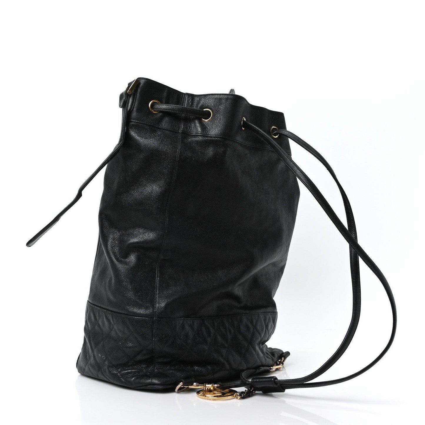 Caviar Quilted Drawstring Backpack Black