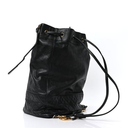 Caviar Quilted Drawstring Backpack Black