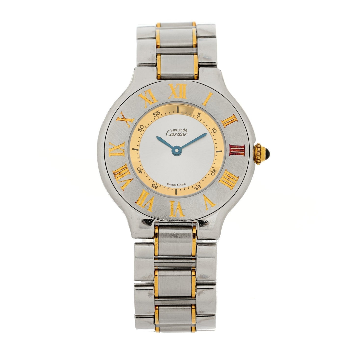 Stainless Steel 18K Yellow Gold 28mm Must de 21 Quartz Watch