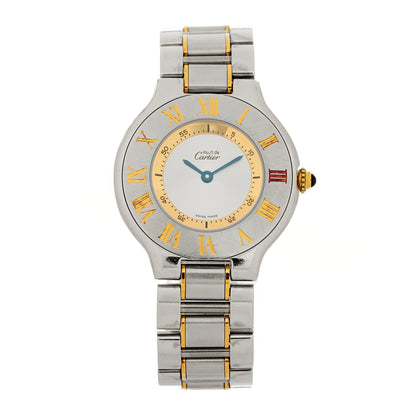 Stainless Steel 18K Yellow Gold 28mm Must de 21 Quartz Watch
