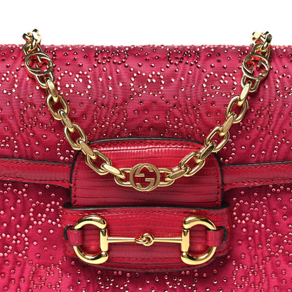 Canvas Calfskin Crystal GG Monogram Snakeskin Mini Horsebit 1955 Shoulder Bag Pink