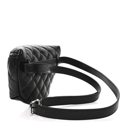 Calfskin Quilted Waist Belt Bag Black