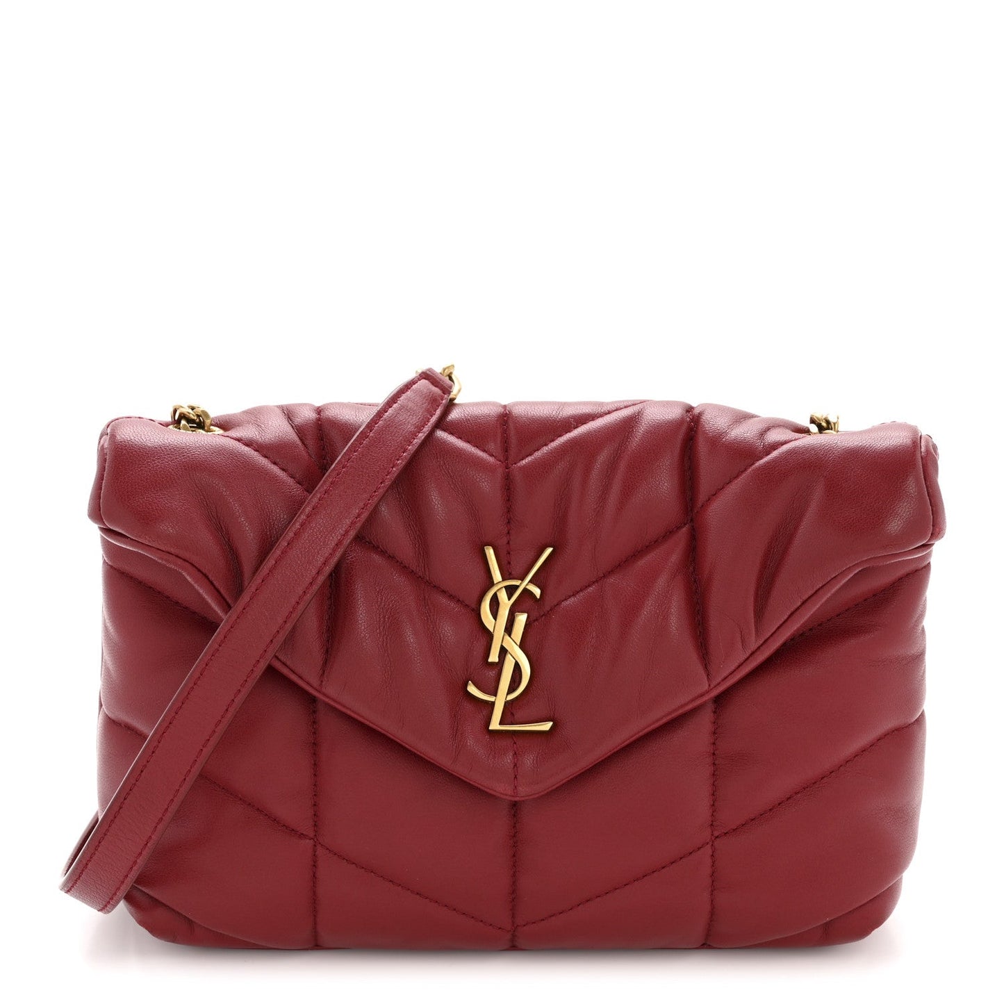 Lambskin Quilted Toy Loulou Puffer Monogram Chain Satchel Red