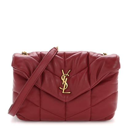 Lambskin Quilted Toy Loulou Puffer Monogram Chain Satchel Red