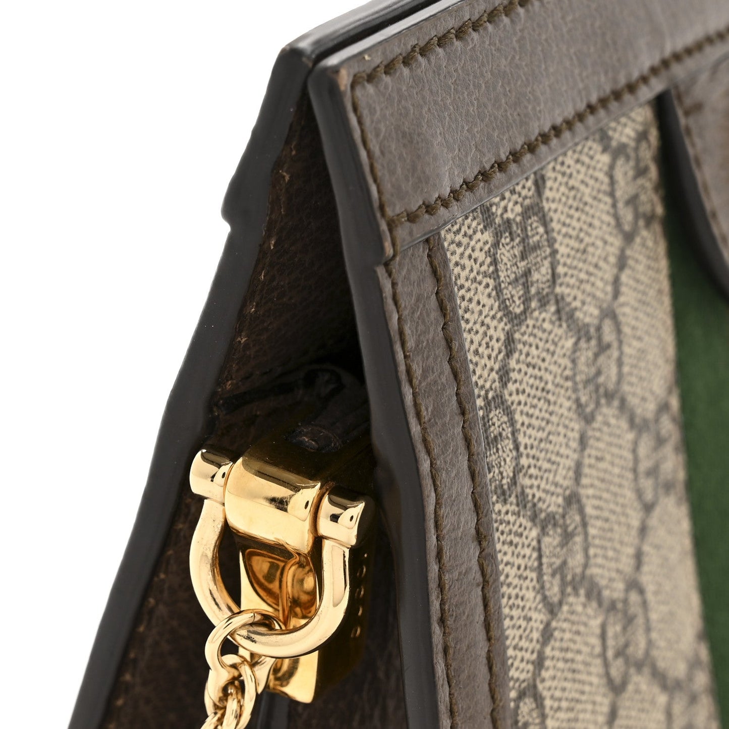 GG Supreme Monogram Textured Dollar Calfskin Web Mini Ophidia Chain Shoulder Bag Beige Ebony New Acero