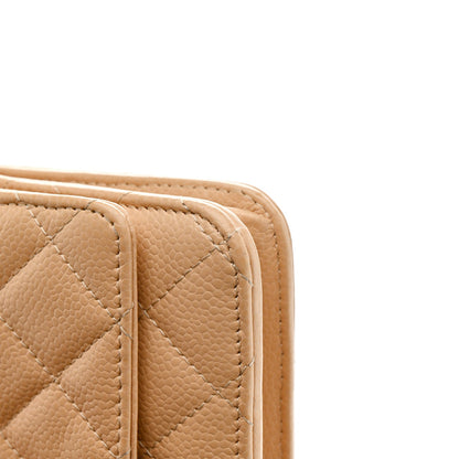 Caviar Quilted Wallet On Chain WOC Beige