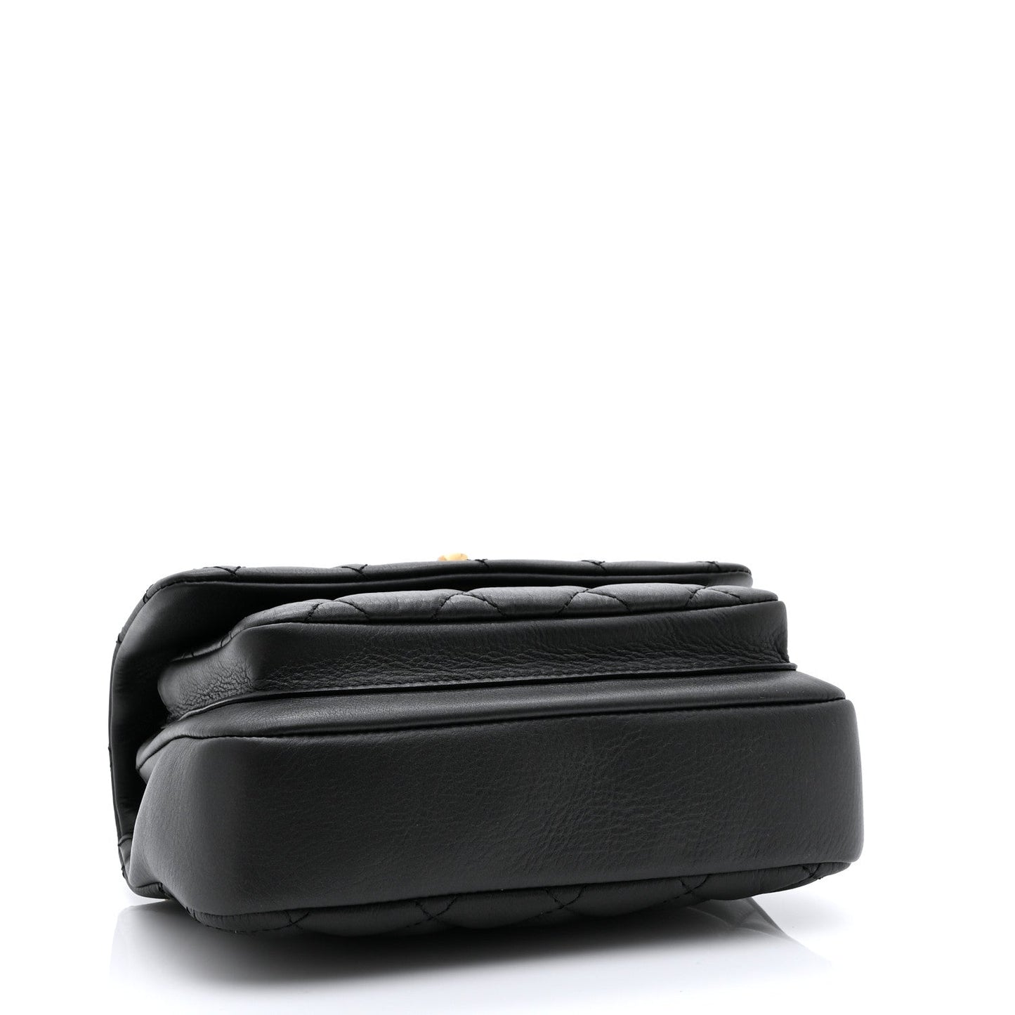 Calfskin Quilted Top Handle Flap Black