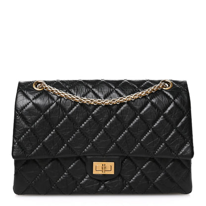 Aged Calfskin Quilted 2.55 Reissue 226 Flap Black