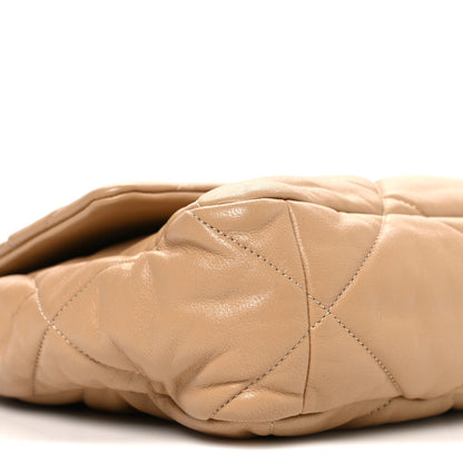 Lambskin Quilted Large Chanel 19 Flap Dark Beige