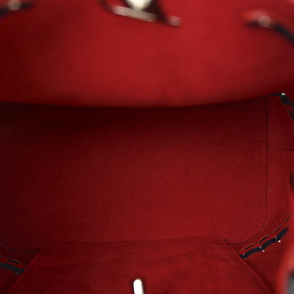 Soft Calfskin Braided Lockme Bucket Marine Rouge