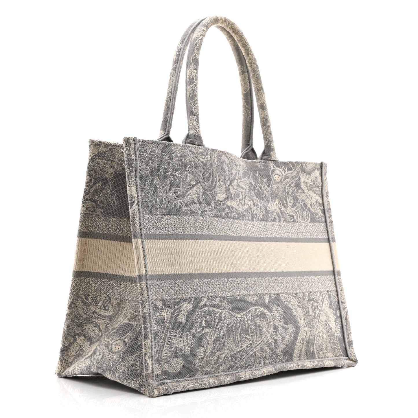 Canvas Embroidered Medium Dioriviera Toile De Jouy Reverse Book Tote Gray