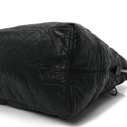 Coated Canvas Quilted Large Garment Travel Bag Black