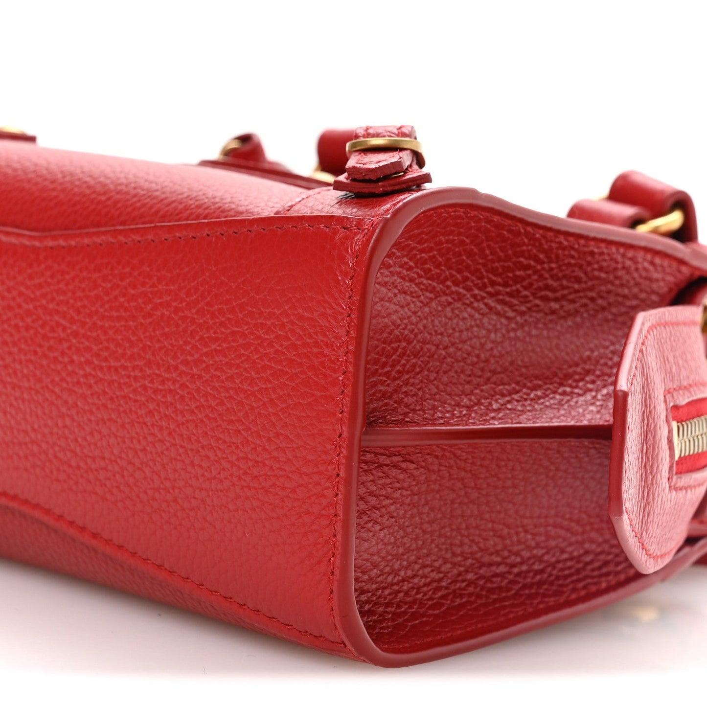 Grained Calfskin Neo Classic Gold Hardware Nano City Crossbody Medium Red