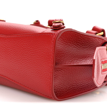 Grained Calfskin Neo Classic Gold Hardware Nano City Crossbody Medium Red