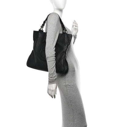 Sakai Be Green Calfskin Diagonal Stitched Medium Blondie Tote Black