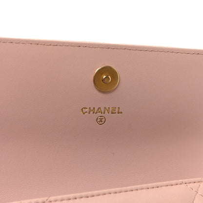 Lambskin Quilted Chanel 19 Flap Clutch Light Pink