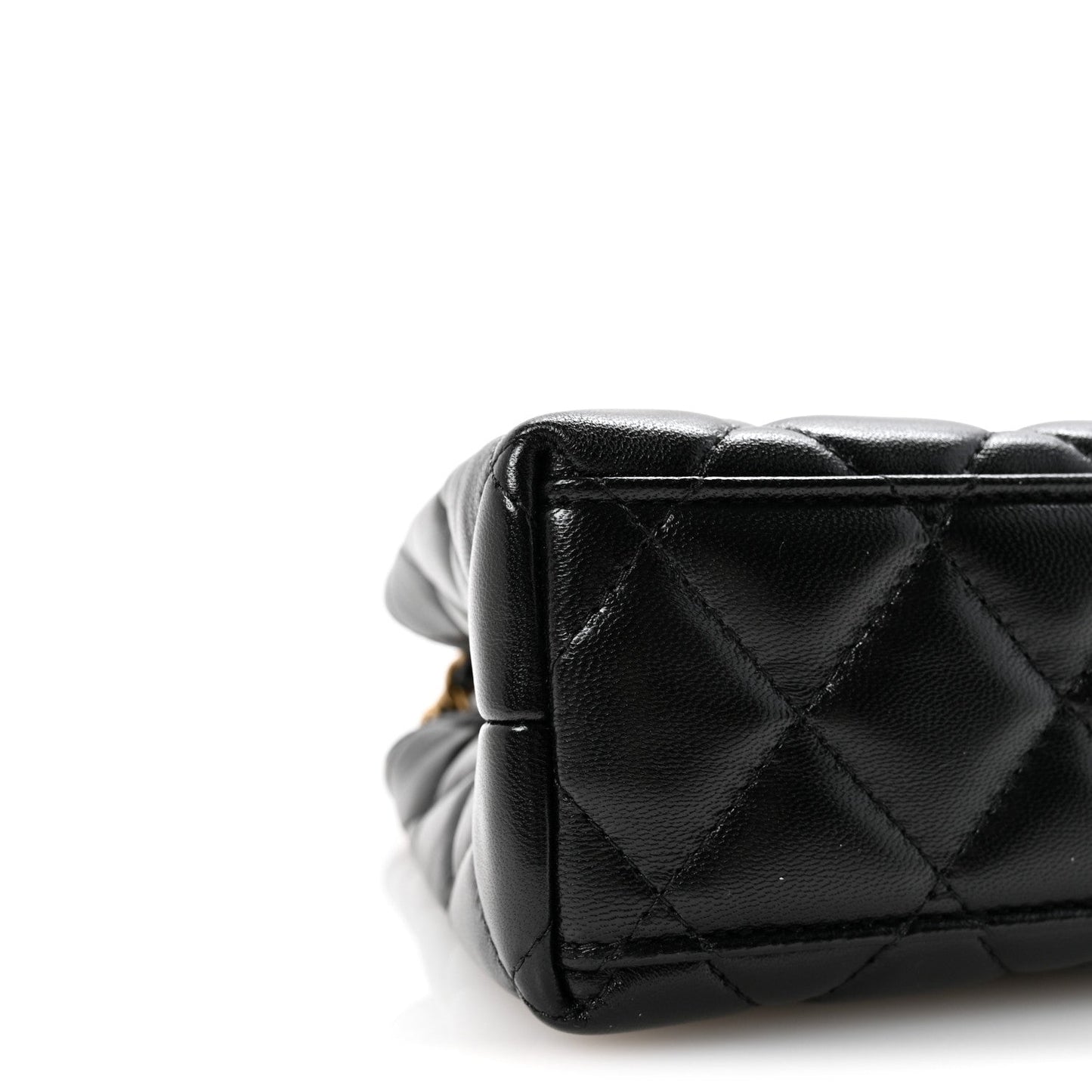 Shiny Aged Calfskin Quilted Nano Kelly Shopper Black